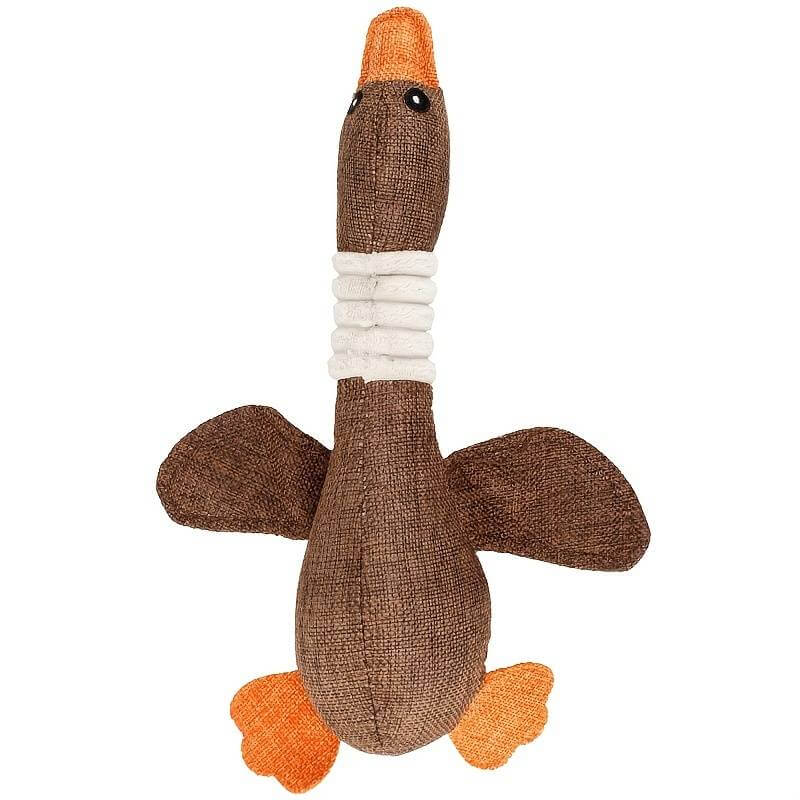 Dog Squeaky Toy Linen Wild Goose Design Chew Toy for Small Medium Dogs - Happy 4 Paws