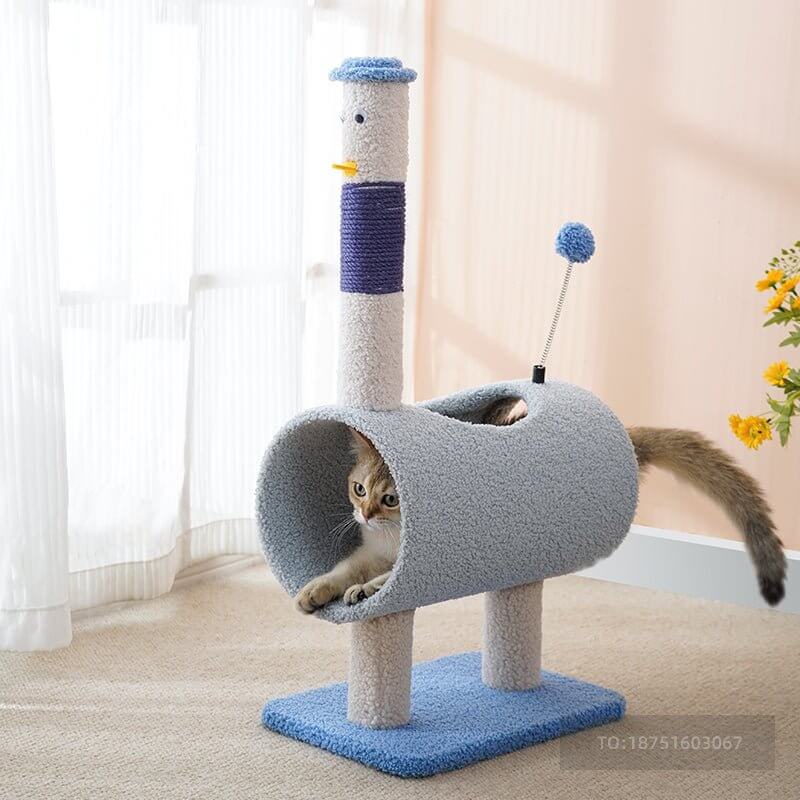 Durable and Steady Cartoon Chicken Cat Scratcher Tree - Happy 4 Paws