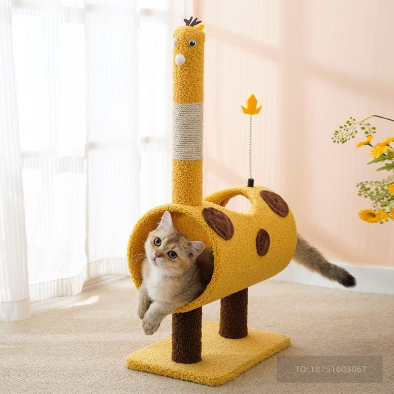 Durable and Steady Little Yellow Deer Cat Scratcher Tree - Happy 4 Paws