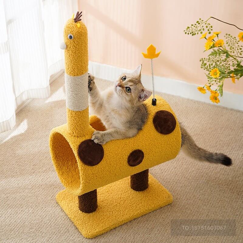 Durable and Steady Little Yellow Deer Cat Scratcher Tree - Happy 4 Paws