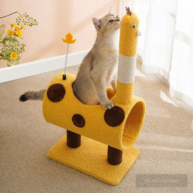 Durable and Steady Little Yellow Deer Cat Scratcher Tree - Happy 4 Paws