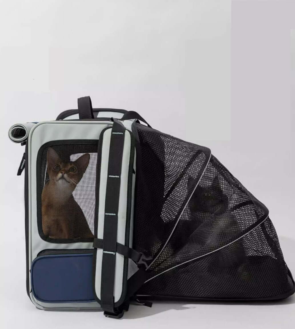 Expandable Multifunctional Pet Backpack Ventilated Design Pet Carrier Collapsible Container Cat Bag - Happy 4 Paws