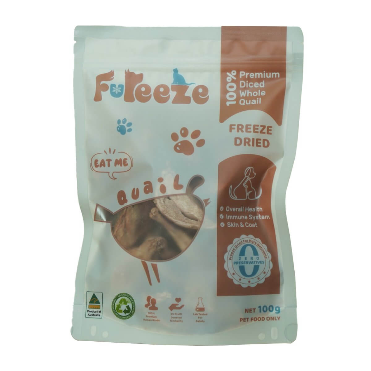 Freeze Dried Quail By Fureeze™100g - Happy 4 Paws