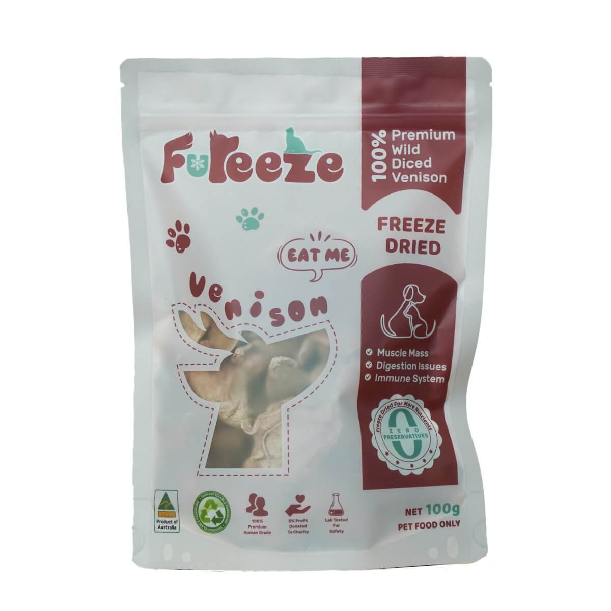 Freeze Dried Venison By Fureeze™ 100g - Happy 4 Paws