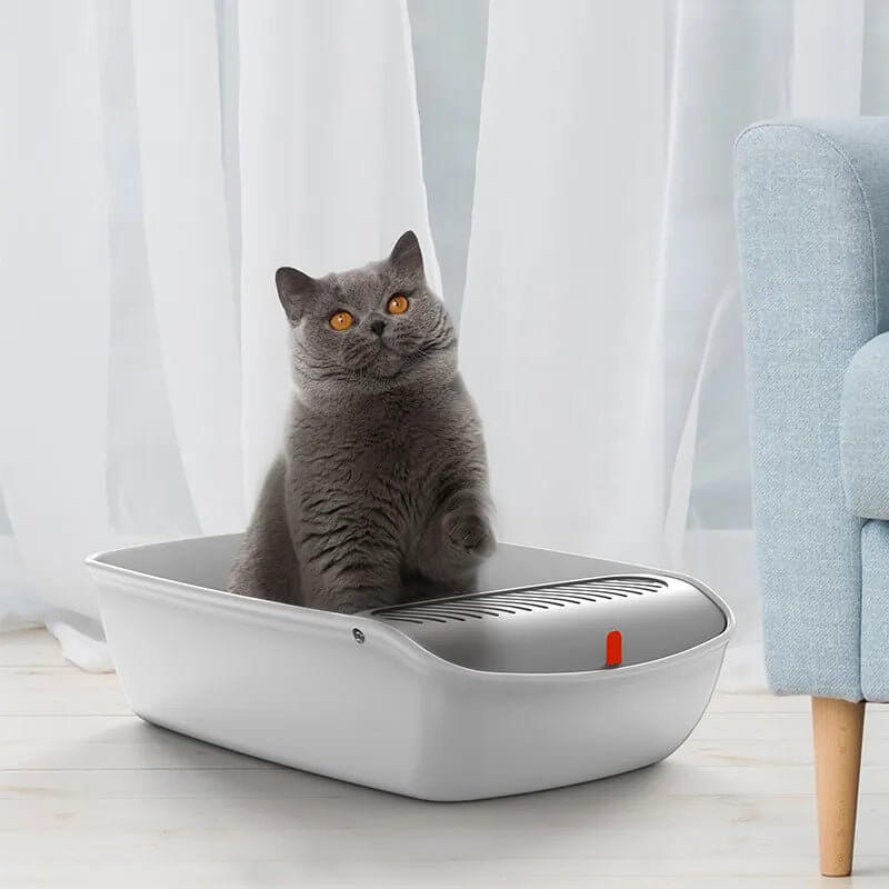 Fully Open Cat Litter Box, High Capacity Cat Toilet With Pedal - Happy 4 Paws