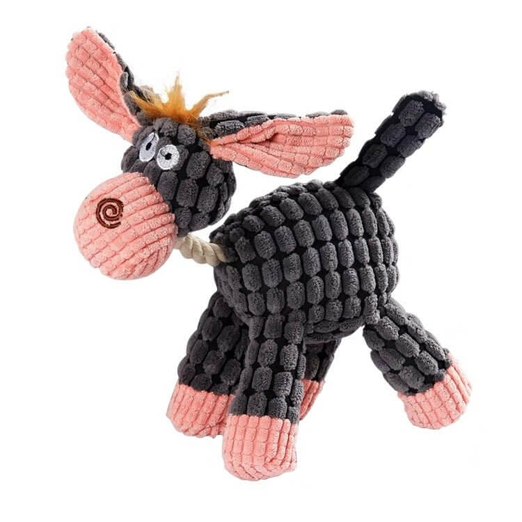 Fun Pet Donkey Plush Squeaky Toy for Puppy Small Dogs - Happy 4 Paws