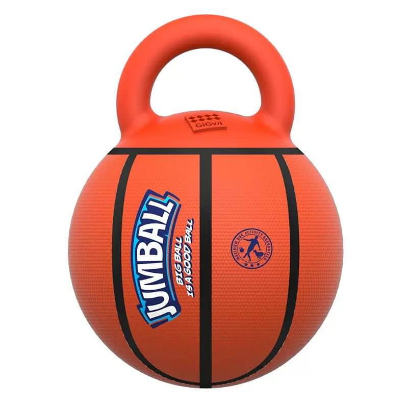 Gigwi Pet Jumball Ball Toy for Medium and Large Dogs with Extra Hard Rubber Handle - Happy 4 Paws