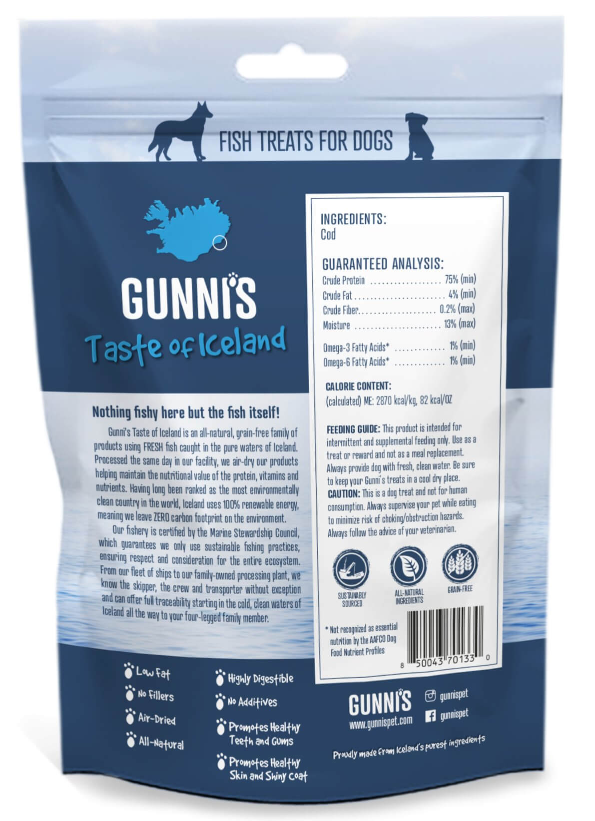 GUNNI’S Cod Chewy Sticks 4″ Dog Treats 3/Pcs - Happy 4 Paws