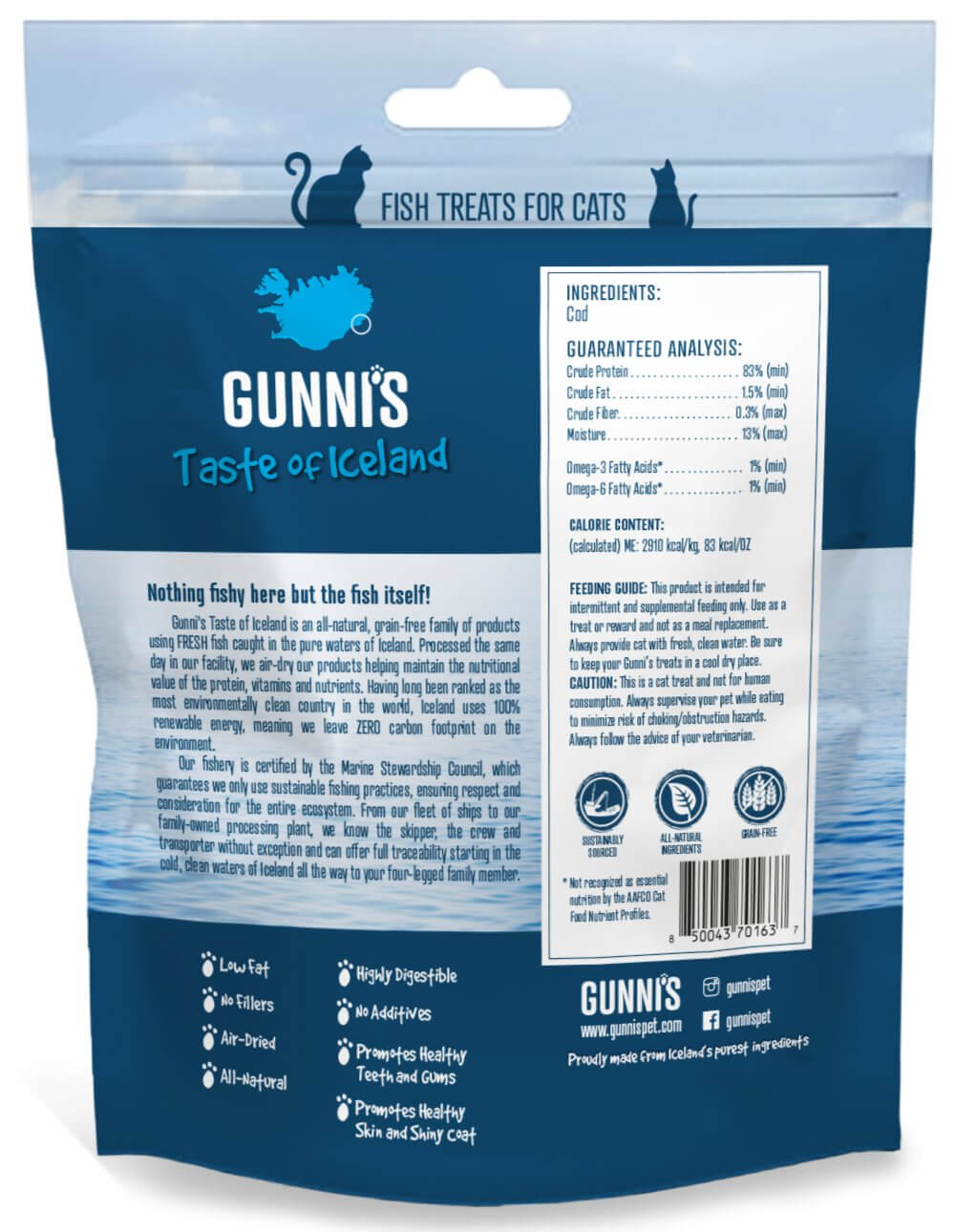 GUNNI’S Cod Mini Morsels Cat Treats 42.5g - Happy 4 Paws