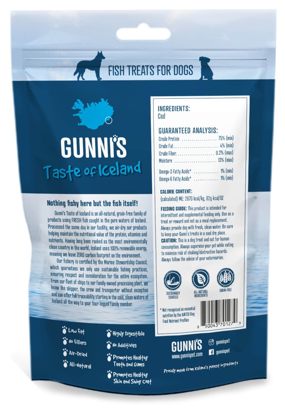 GUNNI'S Cod Skin Shorties Dog Treats 71g - Happy 4 Paws