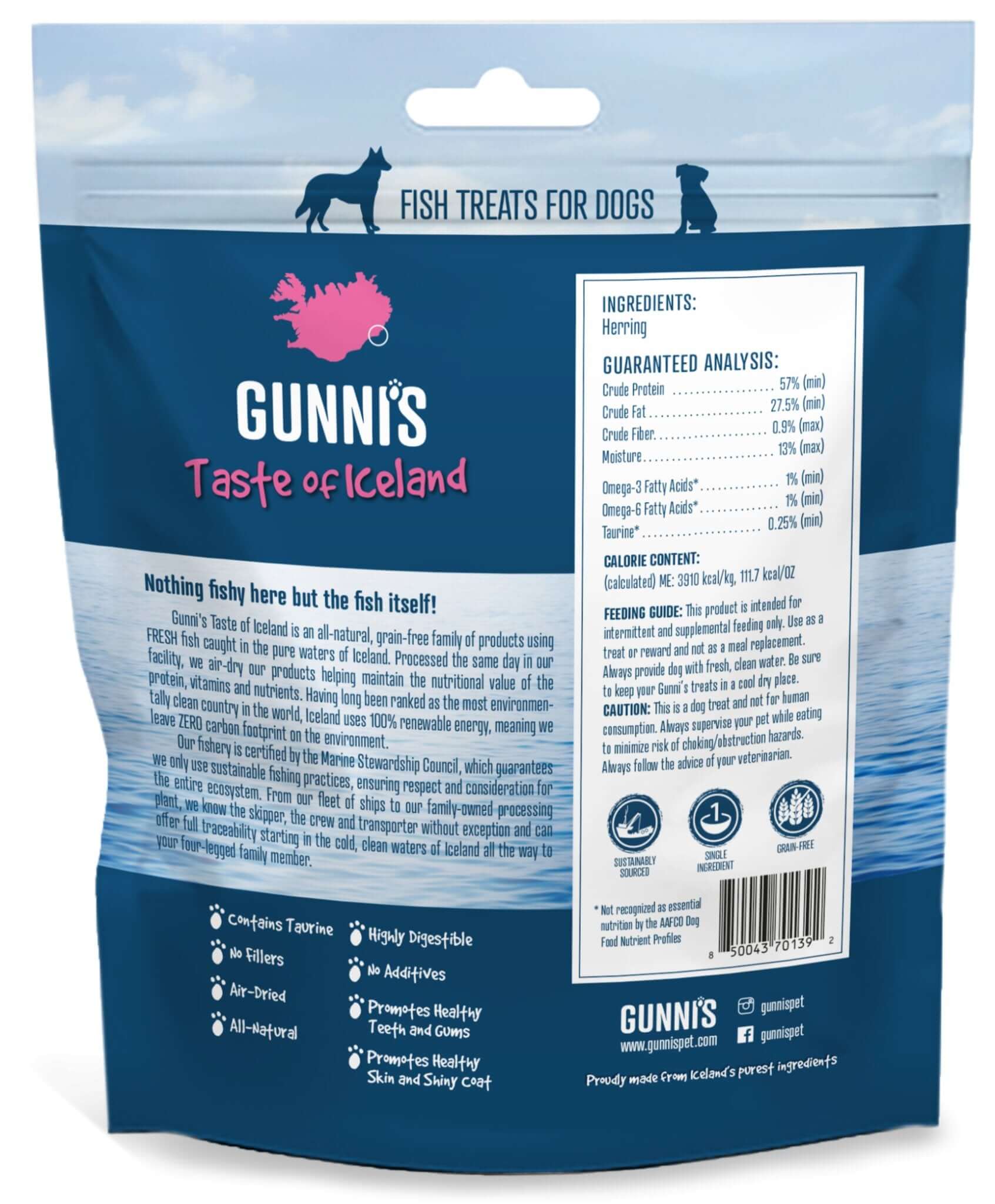 GUNNI'S Whole Herring Dog Treats 85g - Happy 4 Paws