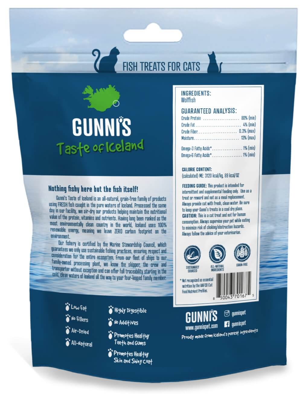 GUNNI’S Wolffish Mini Morsels Cat Treats 42.5g - Happy 4 Paws