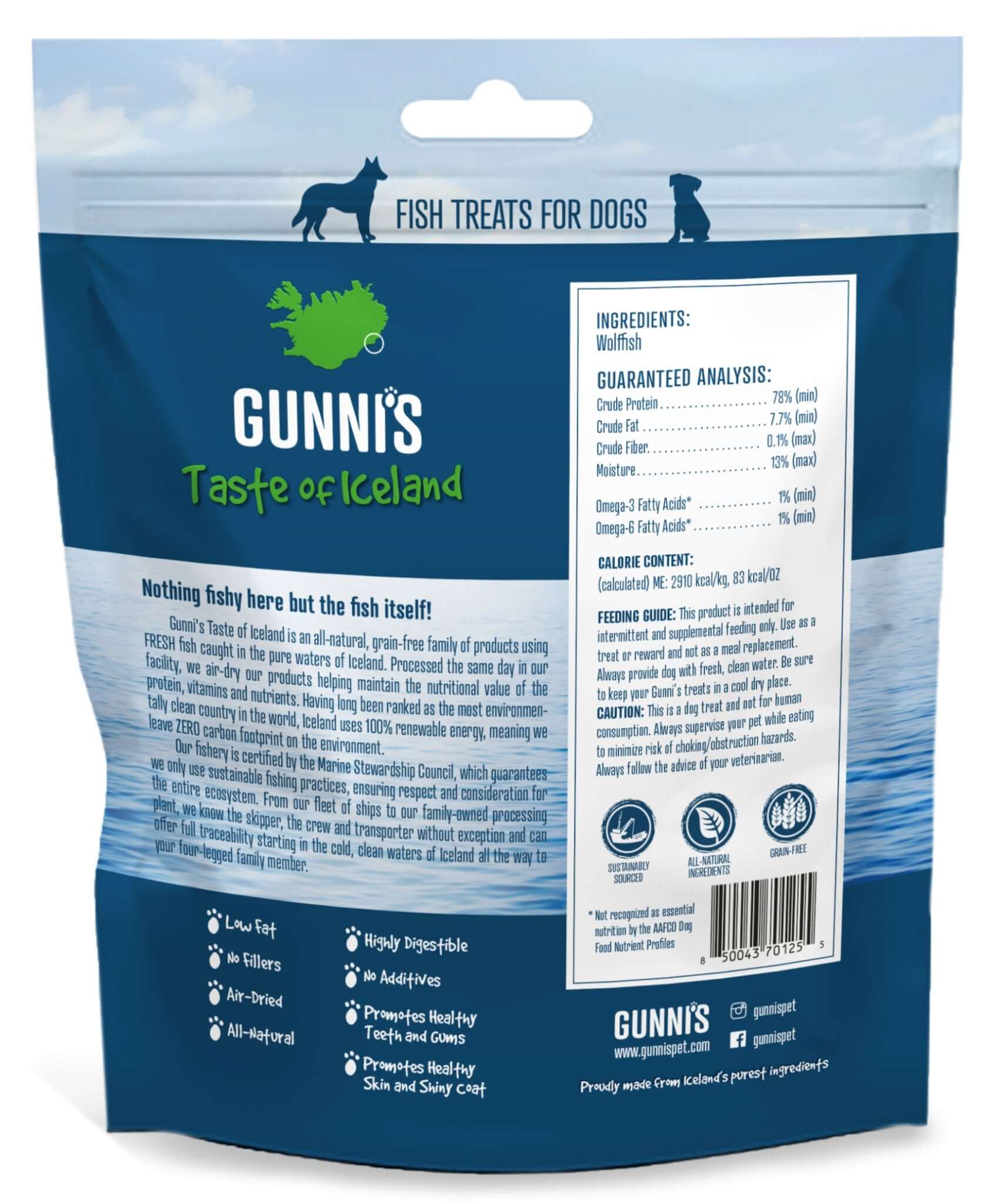 GUNNI’S Wolffish Skin Chips Dog Treats 227g - Happy 4 Paws