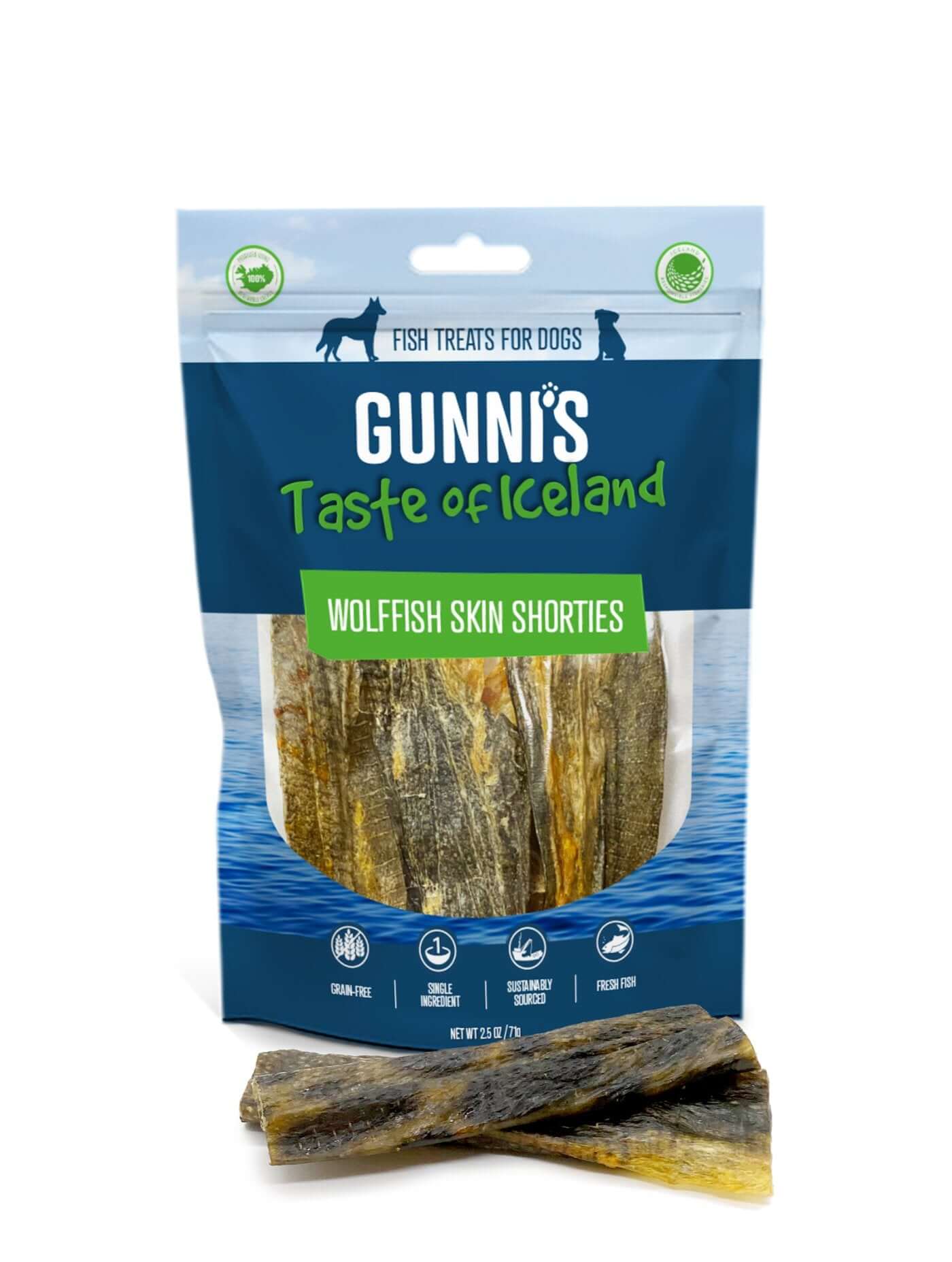 GUNNI'S Wolffish Skin Shorties Dog Treats 71g - Happy 4 Paws