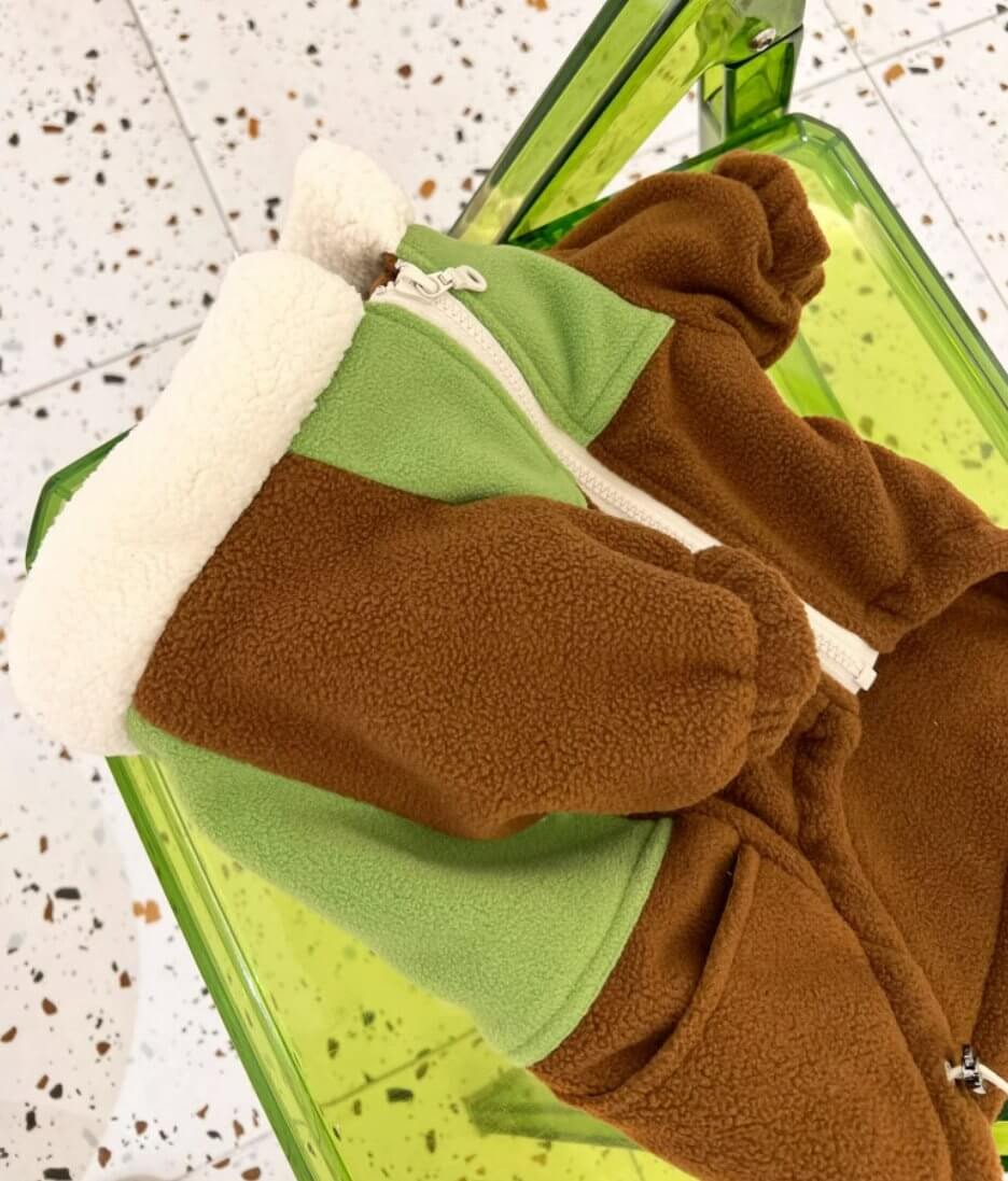 Handmade Super Soft Fleece Zip - Up Winter Coat with Pocket For Small and Medium Dogs and Cats - Happy 4 Paws