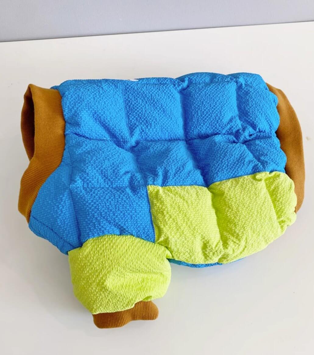 Handmade Winter Duck Down Coat with Color Block Design For Small and Medium Dogs and Cats - Happy 4 Paws