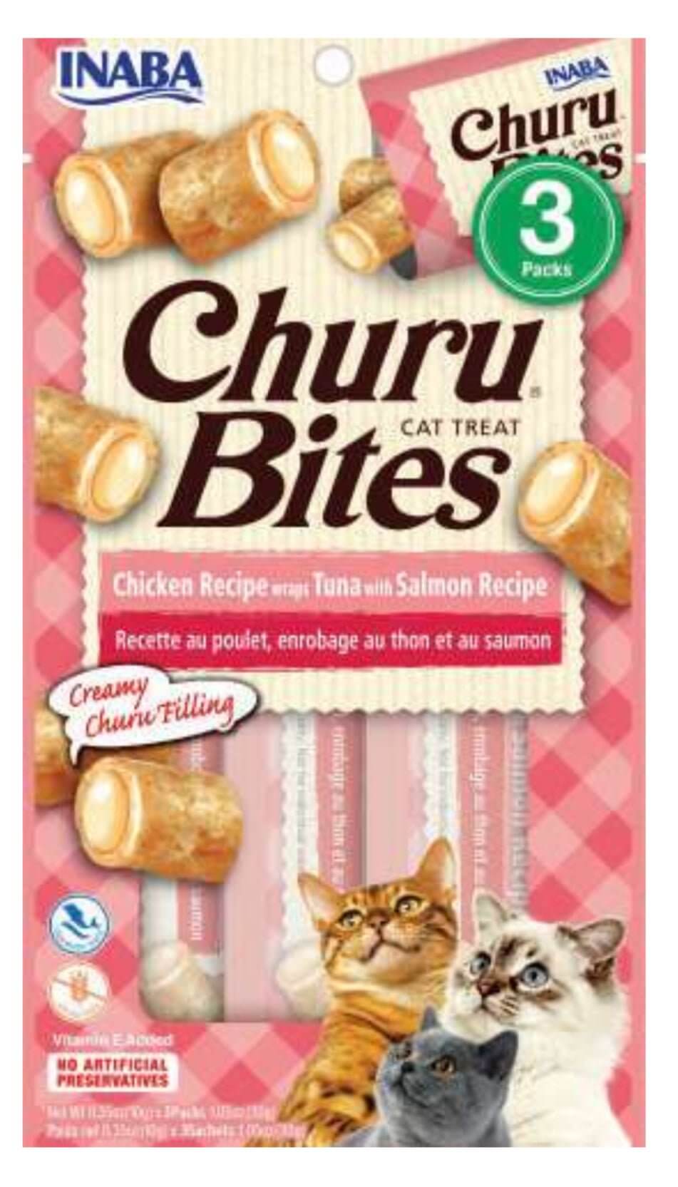 INABA Cat Churu Bites Chicken Wraps With Tuna Salmon 30G - Happy 4 Paws