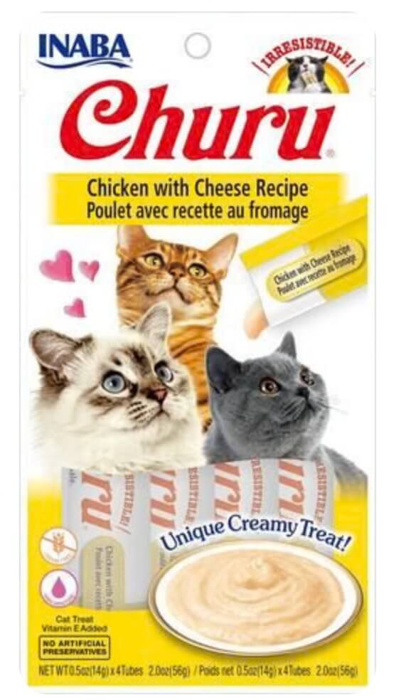 INABA Cat Churu Puree Chicken With Cheese 56G - Happy 4 Paws