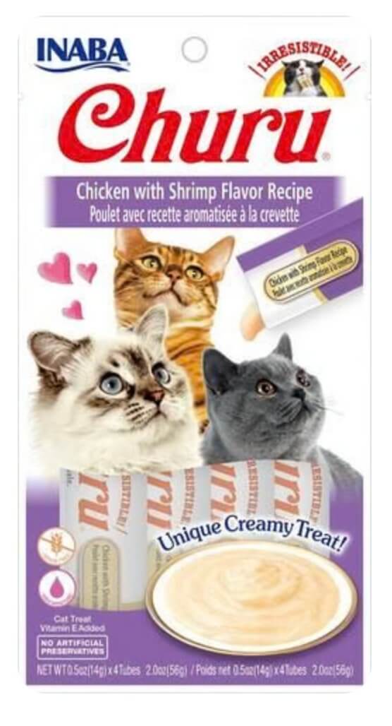 INABA Cat Churu Puree Chicken With Shrimp 56G - Happy 4 Paws