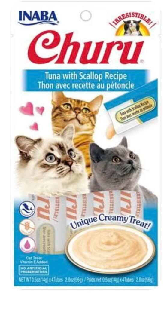 INABA Cat Churu Puree Tuna With Scallop 56G - Happy 4 Paws