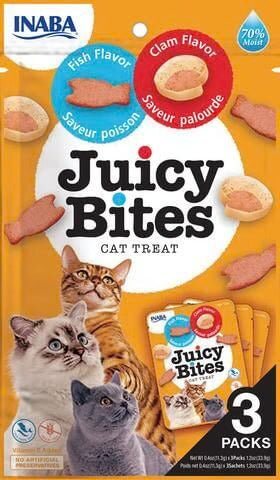 INABA Cat Juicy Bites Fish & Clam 34G - Happy 4 Paws