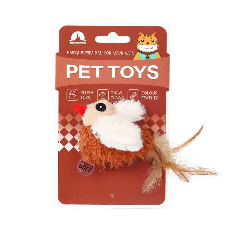 Interactive Cat Plush Electronic Squeaky Bird Toy with Simulated Sound - Happy 4 Paws