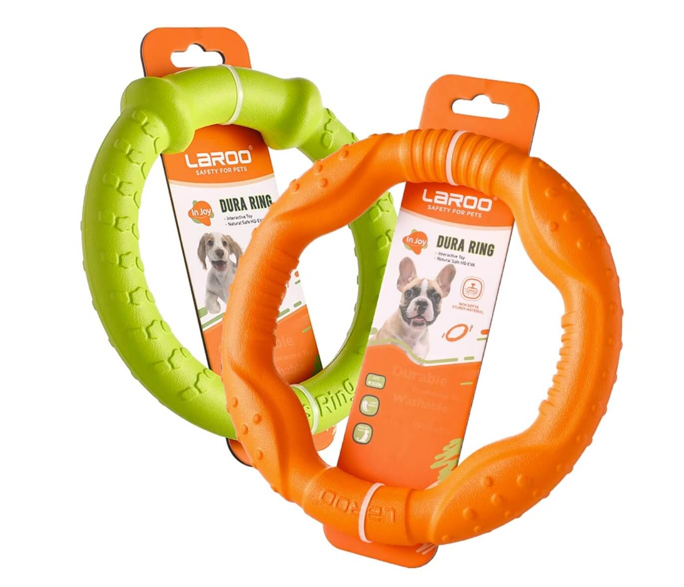 LaRoo Dog Tug Toys Floatable Dog Flying Disc For Interactive Play - Happy 4 Paws