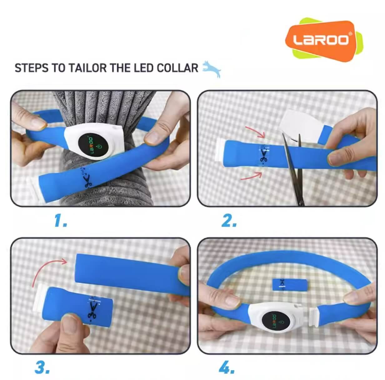 LaRoo Rechargeable Waterproof Led Light Collar For Long - haired Dogs - Happy 4 Paws