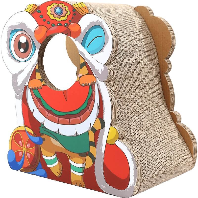 Lion Dance Cartoon Cat Scratching Post - Happy 4 Paws