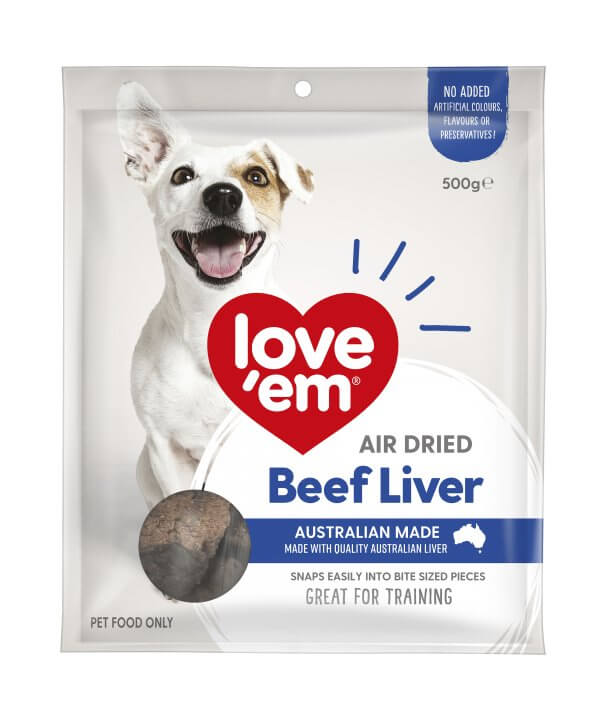 Love 'Em Dog Treats Air Dried Beef Liver 500g - Happy 4 Paws