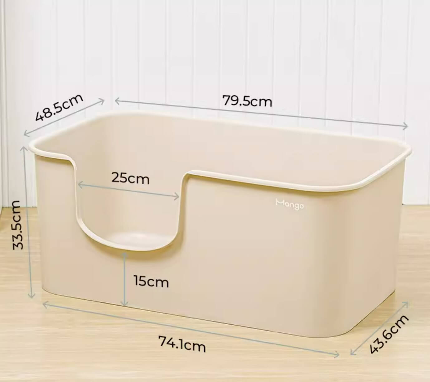 Macaron Cream Extra Large High - quality Open Cat Litter Box with Litter Mat - Happy 4 Paws