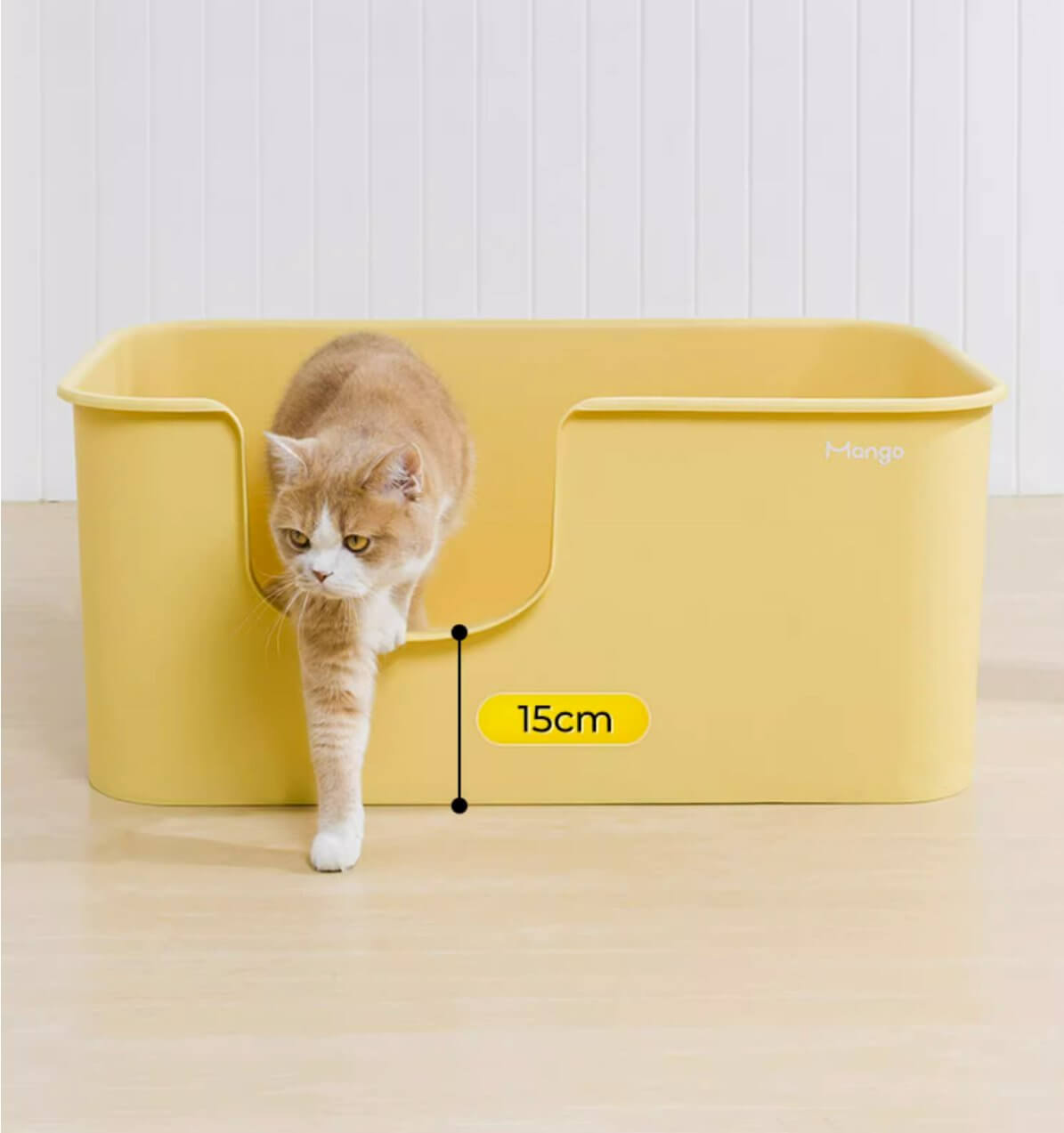 Macaron Cream Extra Large High - quality Open Cat Litter Box with Litter Mat - Happy 4 Paws