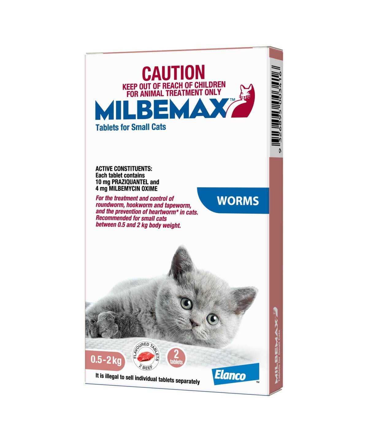 Milbemax Allwormer For Cat Small 0.5 - 2kg - 2pk - Happy 4 Paws