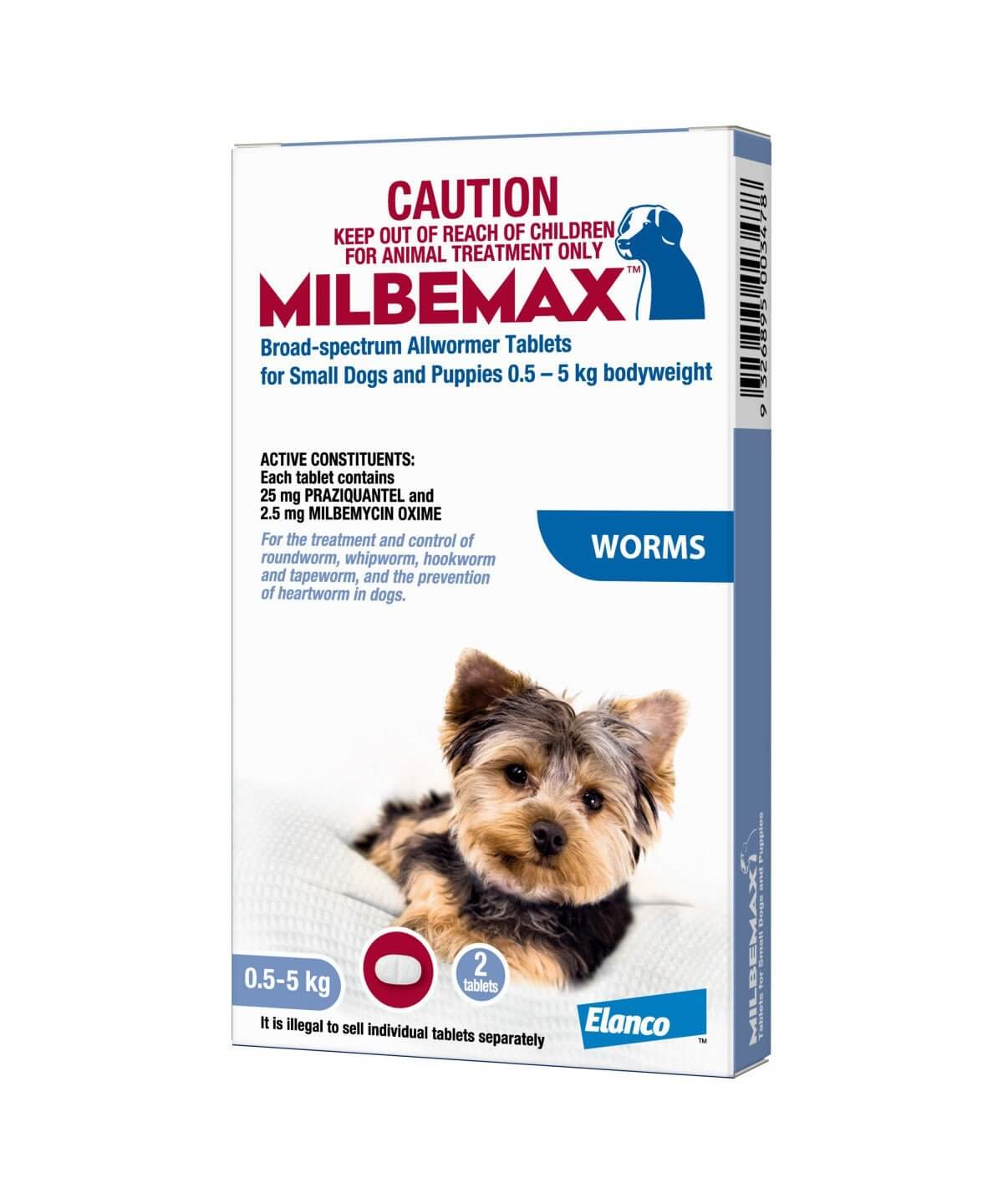 Milbemax Allwormer For Dog Small 0.5 - 5kg - 2pk - Happy 4 Paws