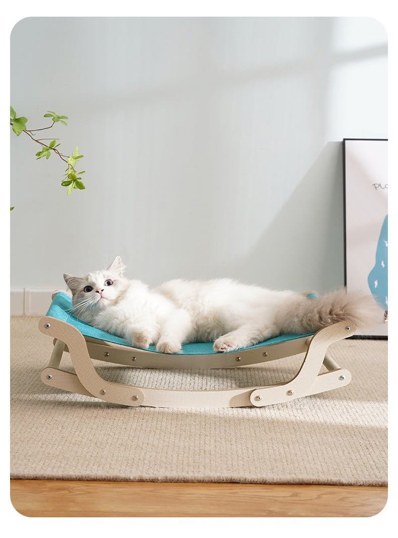 Minimalist Solid Pet Wood Rocking Bed Hammock Chair for Cats & Small Dogs - Happy 4 Paws