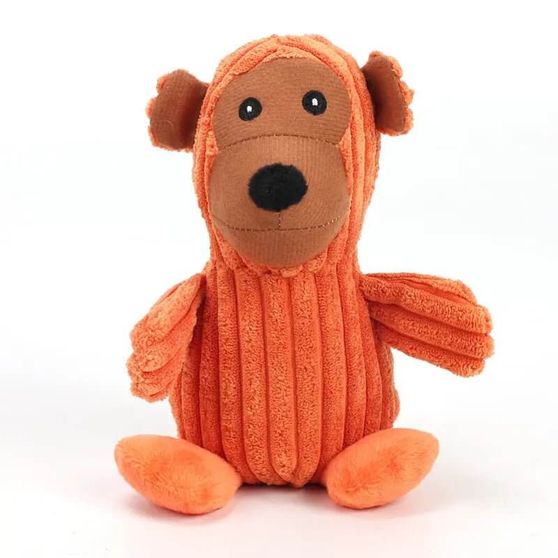 Monkey Bear Rabbit Soft Plush Squeaky Chew Toys for Small Medium Dogs - Happy 4 Paws