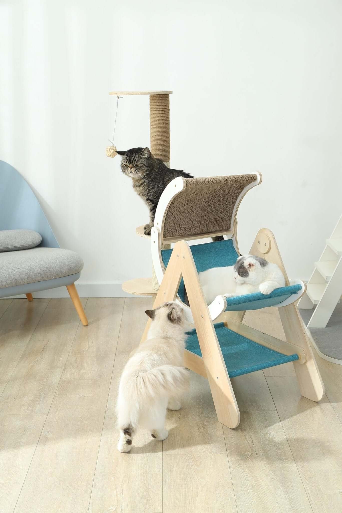 Multi - Level Deluxe Cat Tree with Condo Sisal Scratching Posts & Hanging Toys - Happy 4 Paws