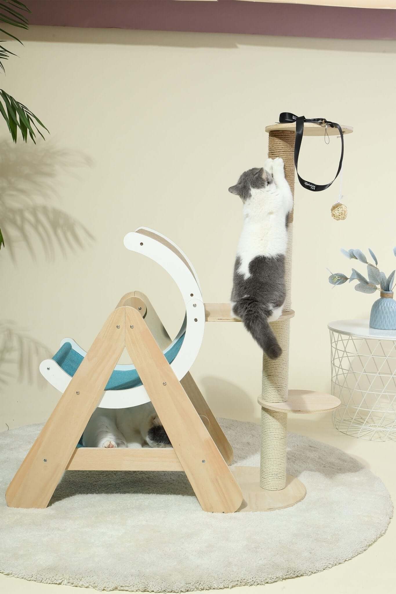 Multi - Level Deluxe Cat Tree with Condo Sisal Scratching Posts & Hanging Toys - Happy 4 Paws