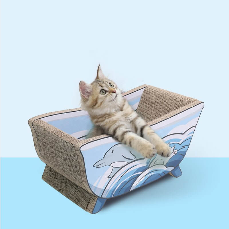 Ocean Series Bubble Bath Tub Cat Scratch Board - Happy 4 Paws