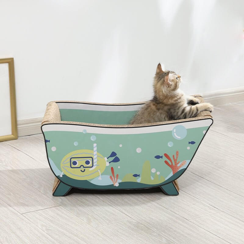 Ocean Series Bubble Bath Tub Cat Scratch Board - Happy 4 Paws