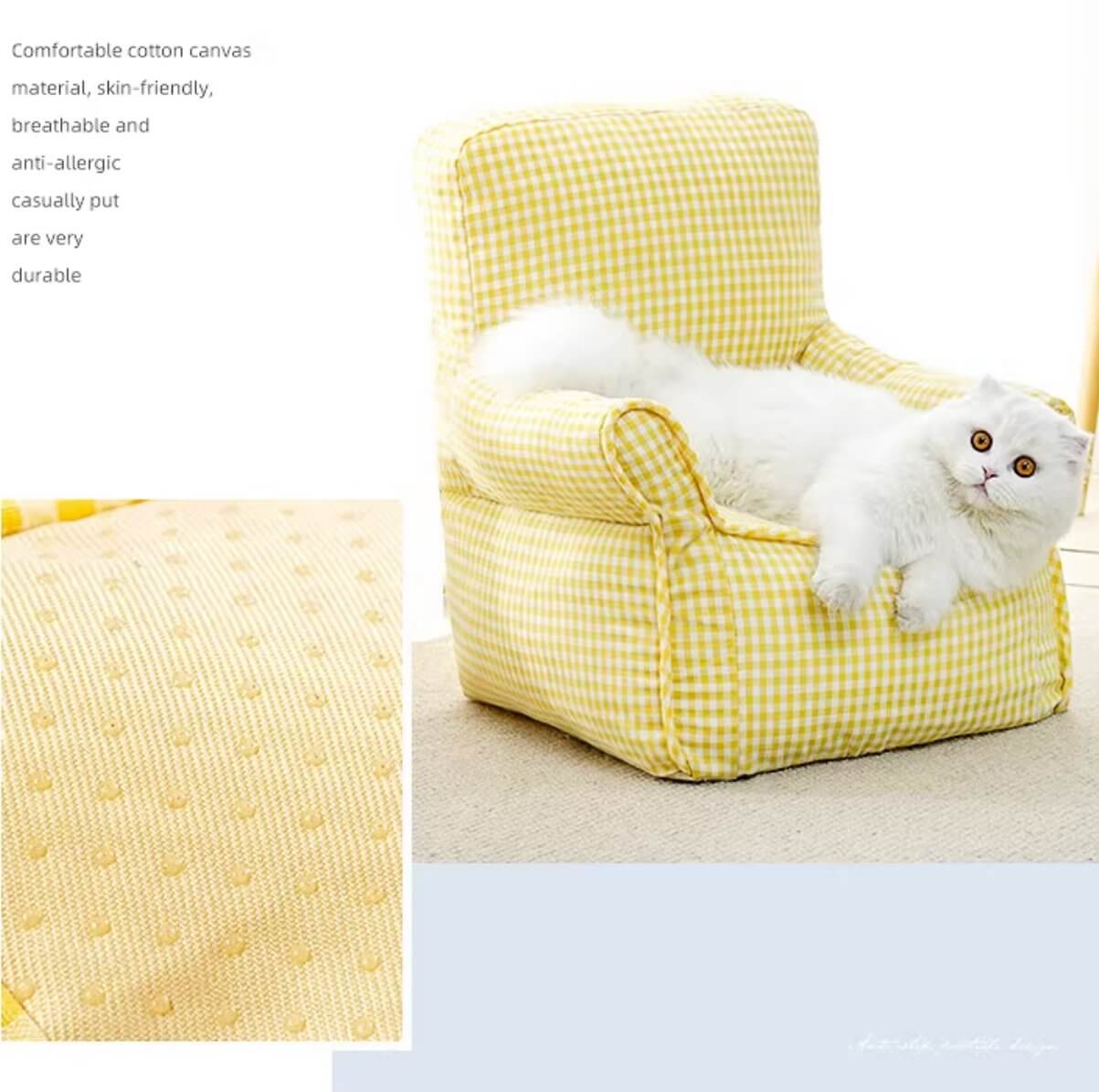 Pet Bed Cat Sofa with Armrests Frameless Lightweight Lounge Chair - Happy 4 Paws