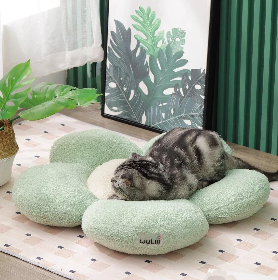 Pet Bed Flower Shaped Soft Plush Cat Dog Cushion Two Forms - Happy 4 Paws