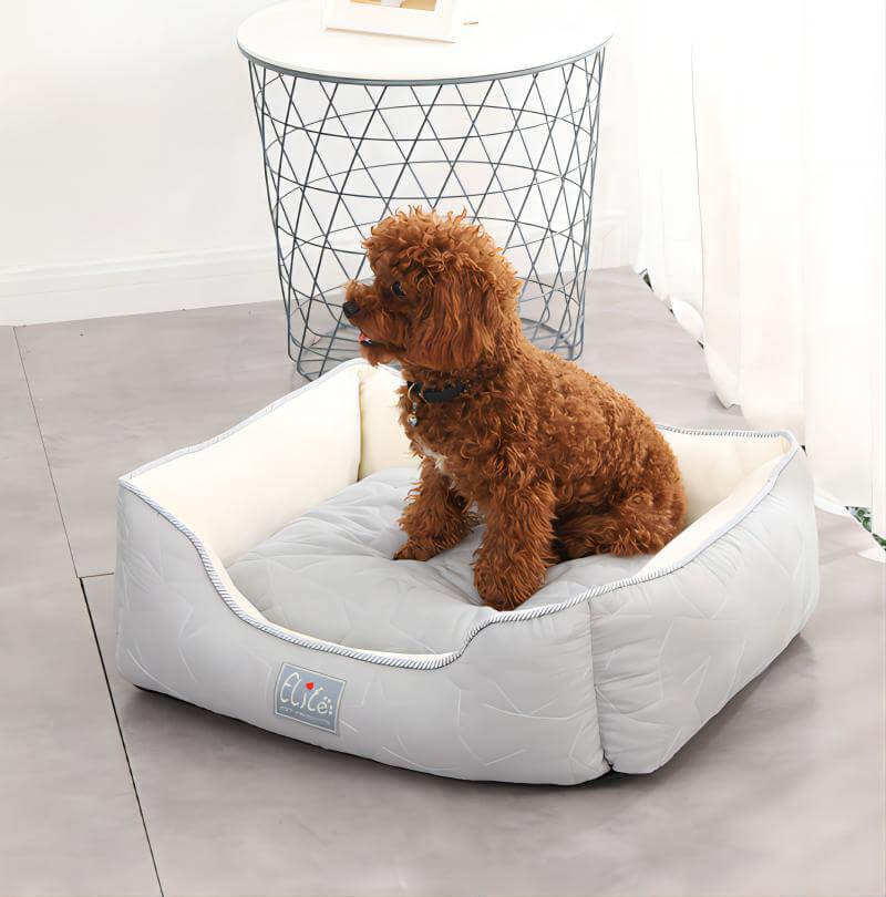 Pet Bed Removable Grey Dog Soft Cushion , Middle Size - Happy 4 Paws