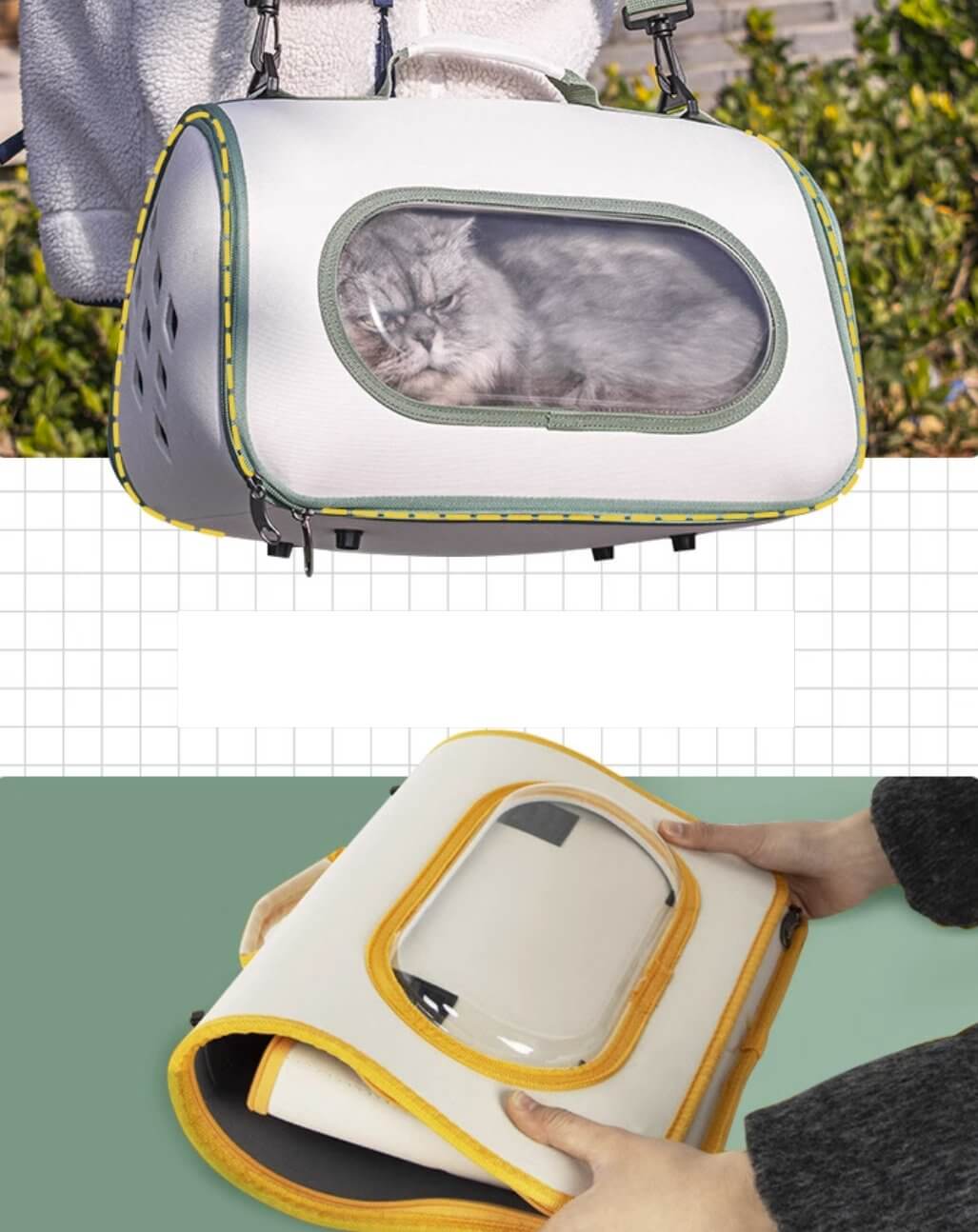 Pet Carrier Ventilated Design Collapsible Container Travel Bag for Cat Dog Under 6kg - Happy 4 Paws