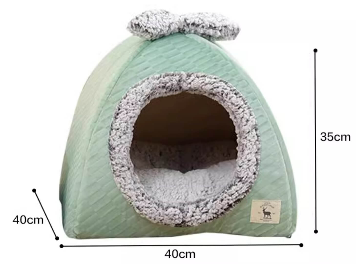 Pet Cave Bed Warm Cat Nest Fleece Bed with Bow for Cat Small Dog - Happy 4 Paws