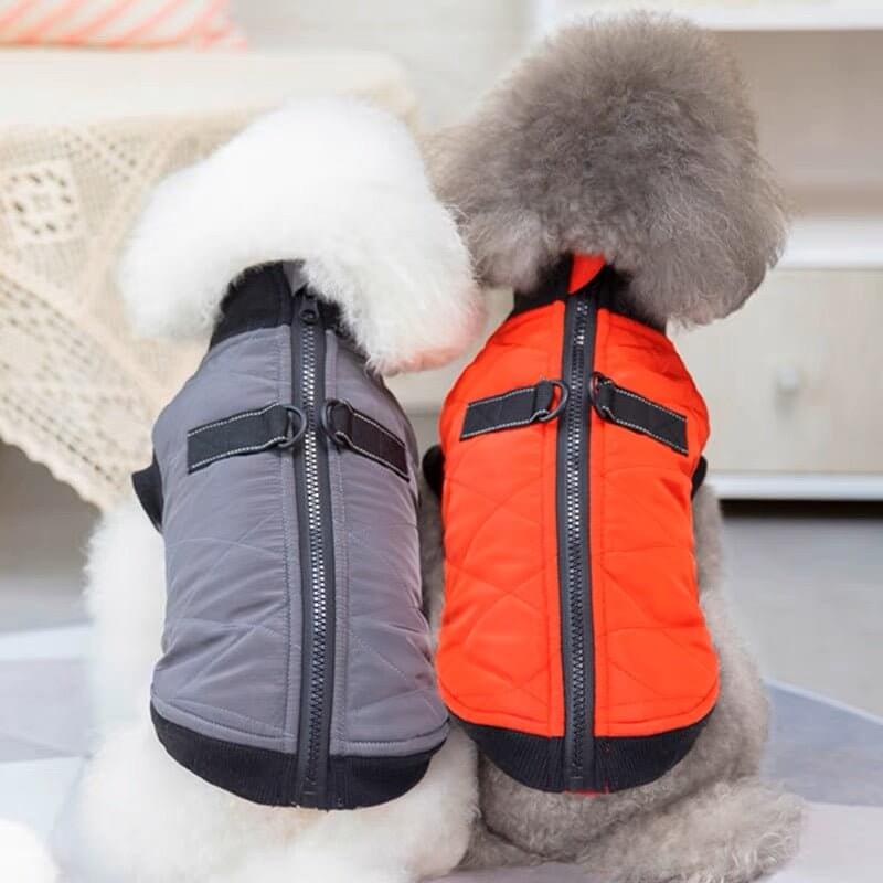 Pet Clothes Zipper Closure Dress - up Vest Coat Outfit for Winter - Happy 4 Paws