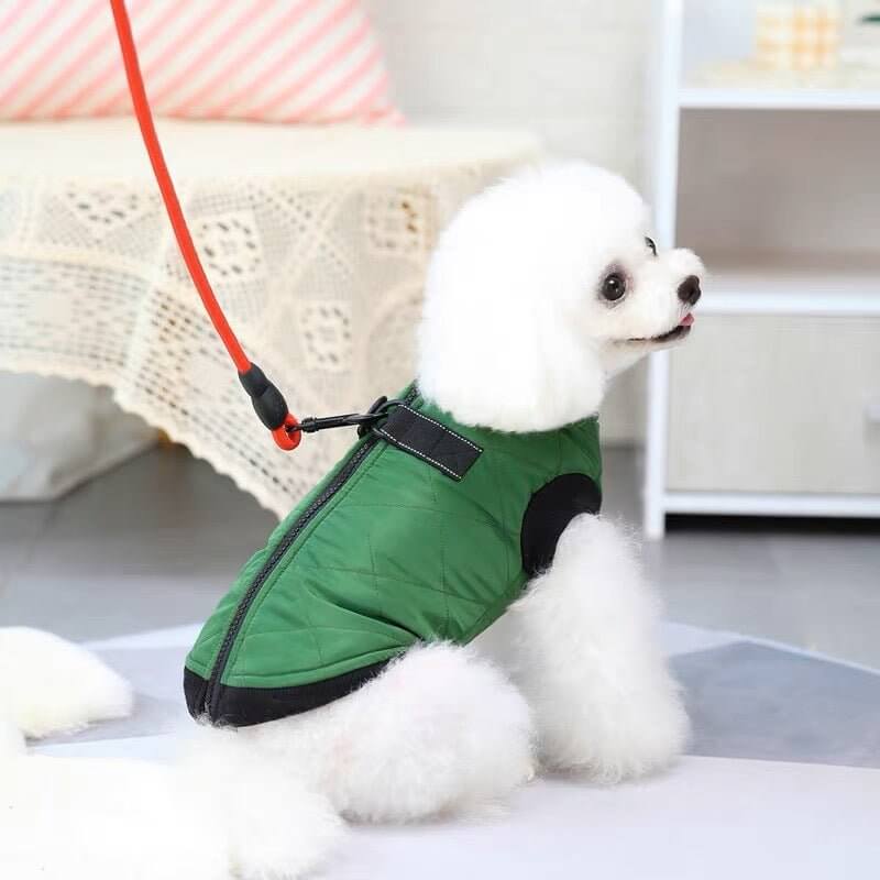 Pet Clothes Zipper Closure Dress - up Vest Coat Outfit for Winter - Happy 4 Paws