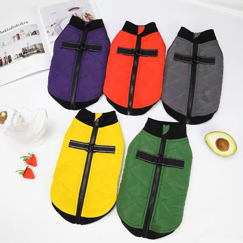 Pet Clothes Zipper Closure Dress - up Vest Coat Outfit for Winter - Happy 4 Paws