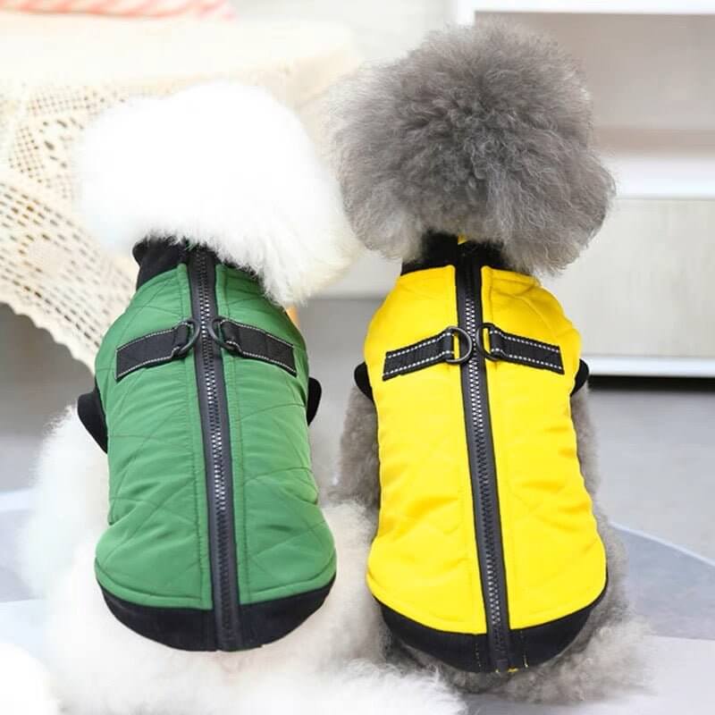 Pet Clothes Zipper Closure Dress - up Vest Coat Outfit for Winter - Happy 4 Paws