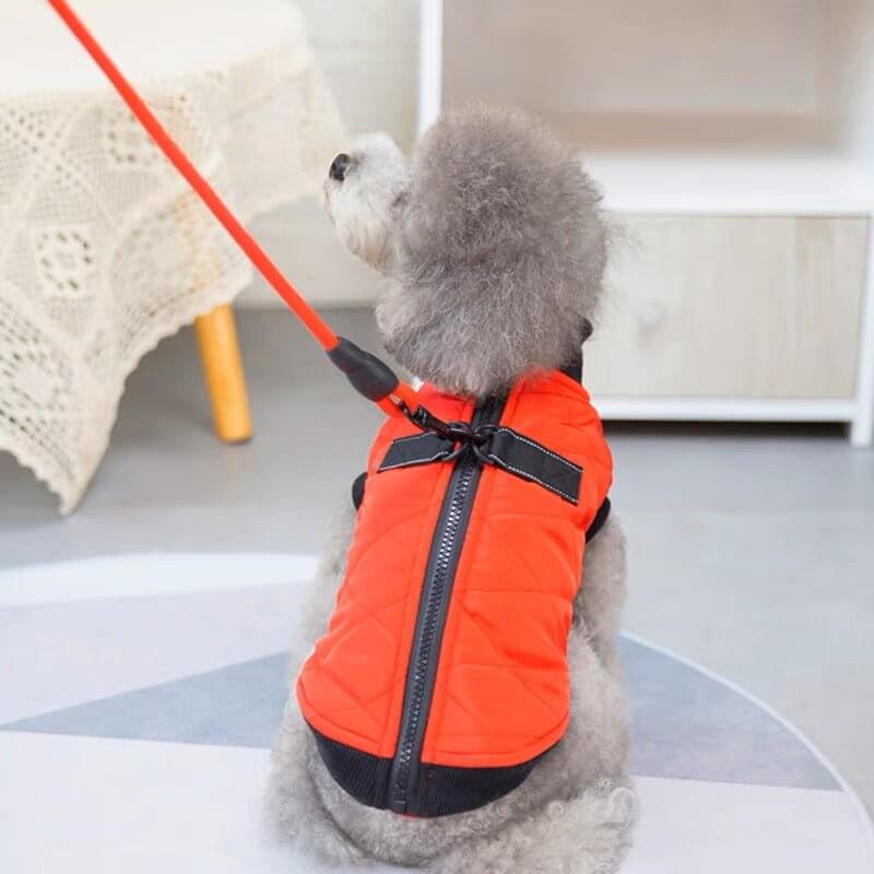 Pet Clothes Zipper Closure Dress - up Vest Coat Outfit for Winter - Happy 4 Paws